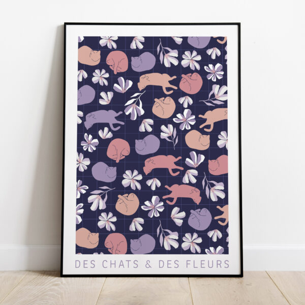 Les chats fleuris motif