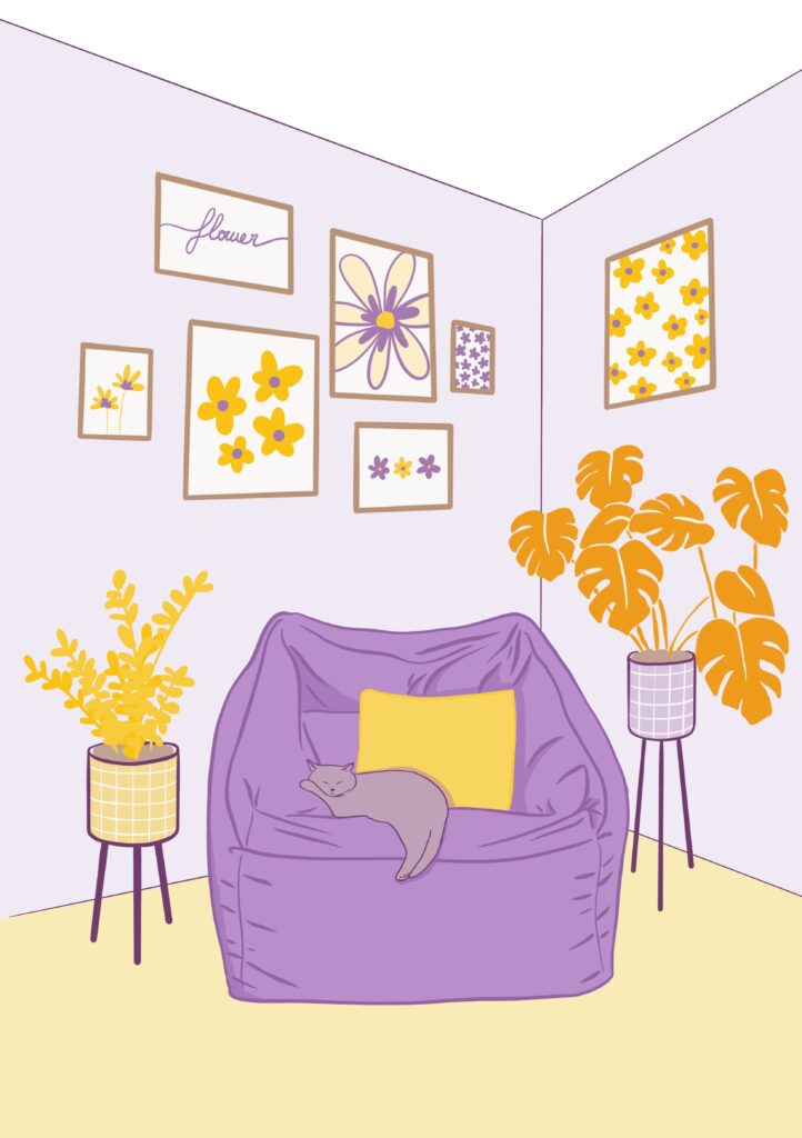 Cat in sofa illustration