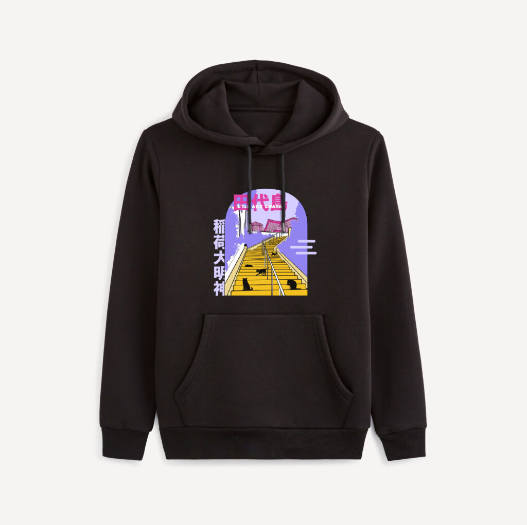 hoodie noir l’île aux chats motif placé